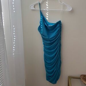 Princess Polly Blue One-Shoulder Ruched Mini Dress